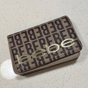 Bebe Logo Wallet in Brown and Gold